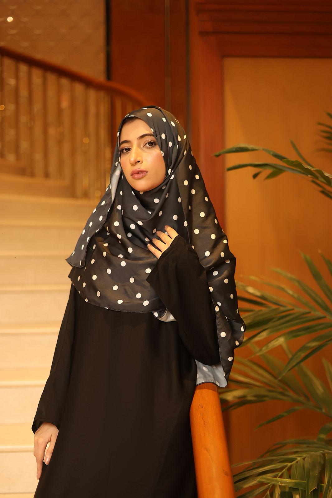 Polka Dot — White & Black Full Size Hijab