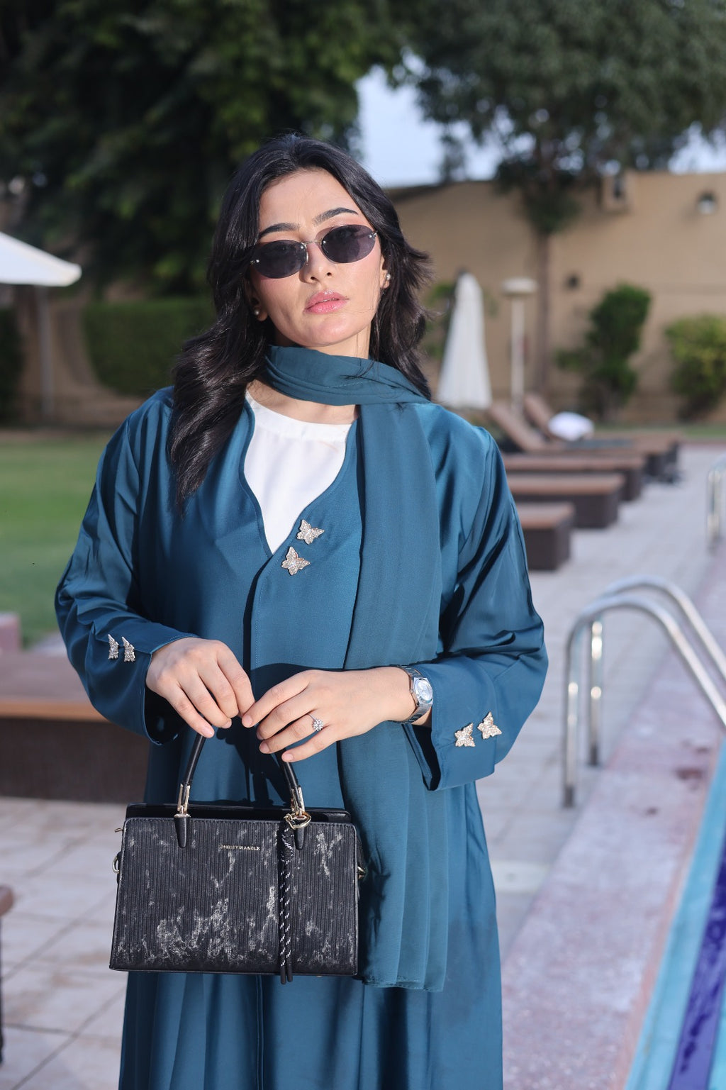 Elara Teal Blue Abaya