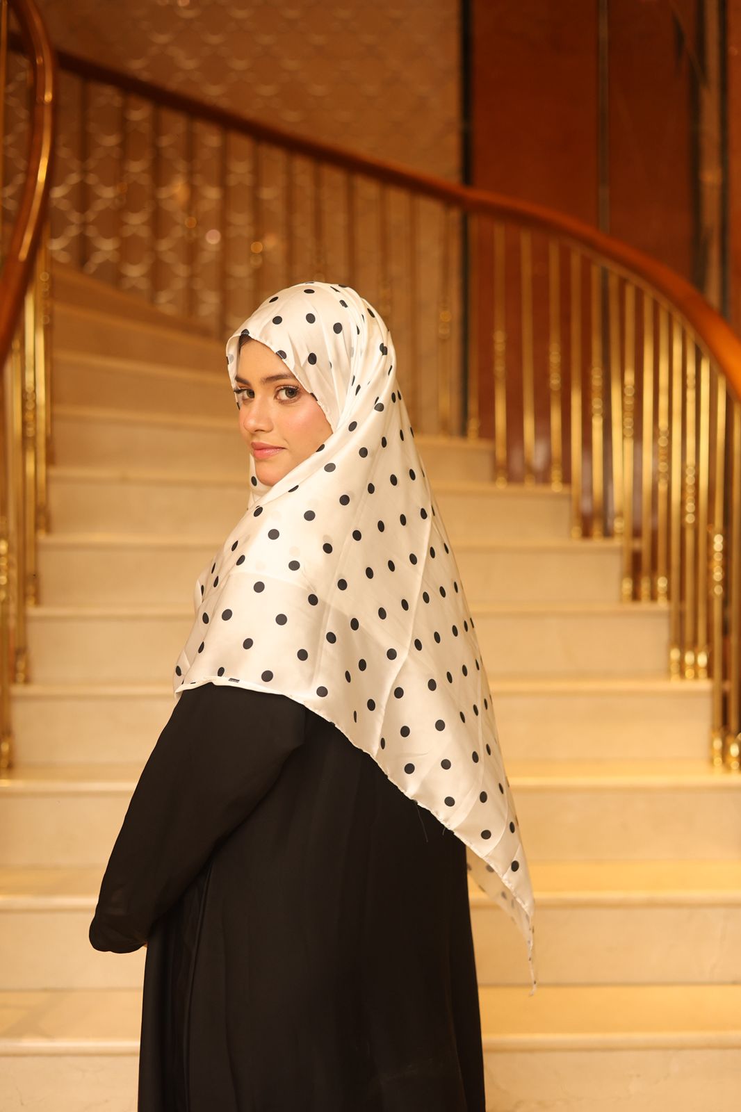 Polka Dot — White & Black Full Size Hijab