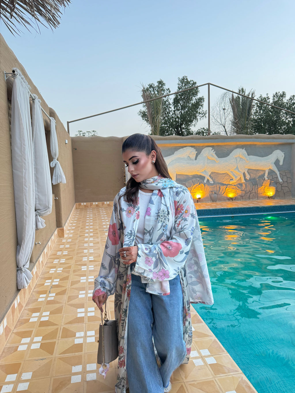FLORAL SHRUG SET