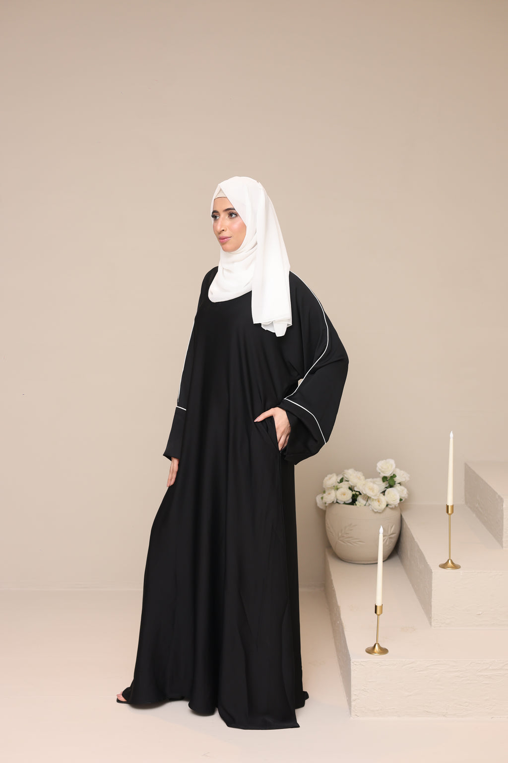 Stripe Abaya — Black