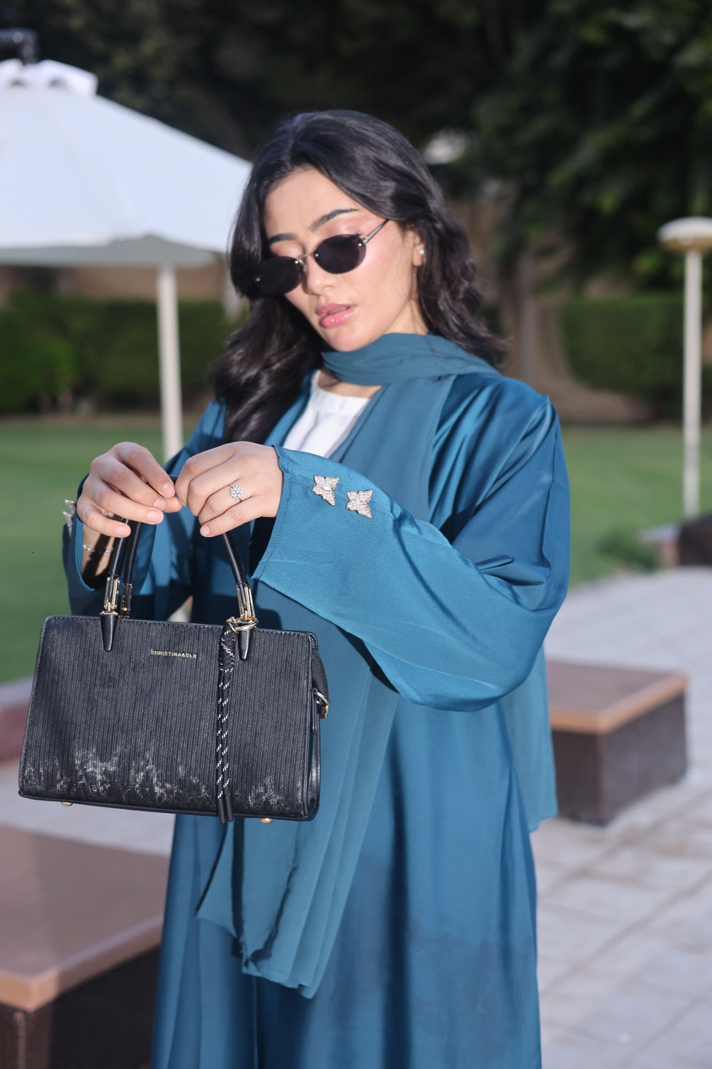 Elara Teal Blue Abaya
