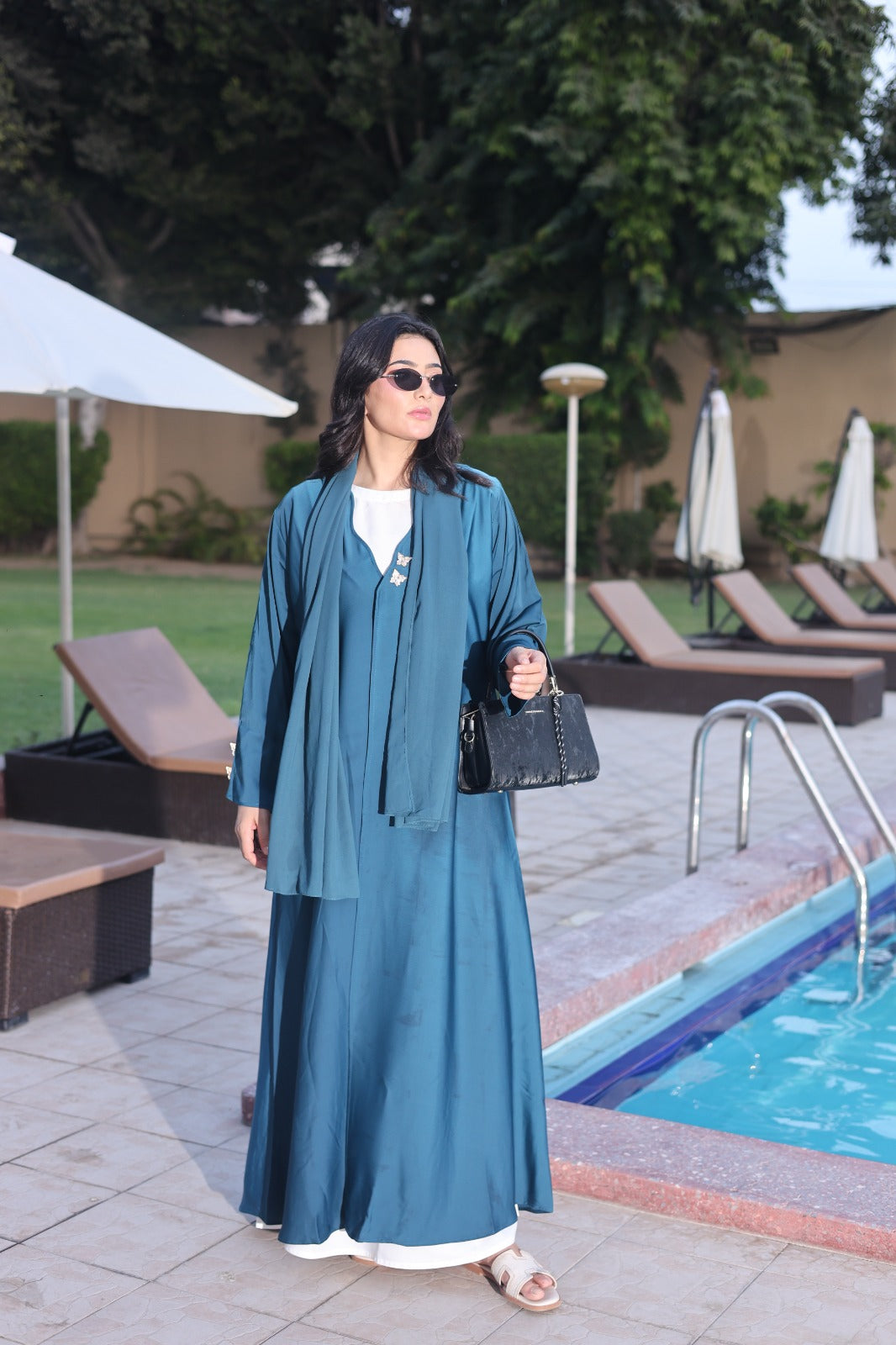 Elara Teal Blue Abaya